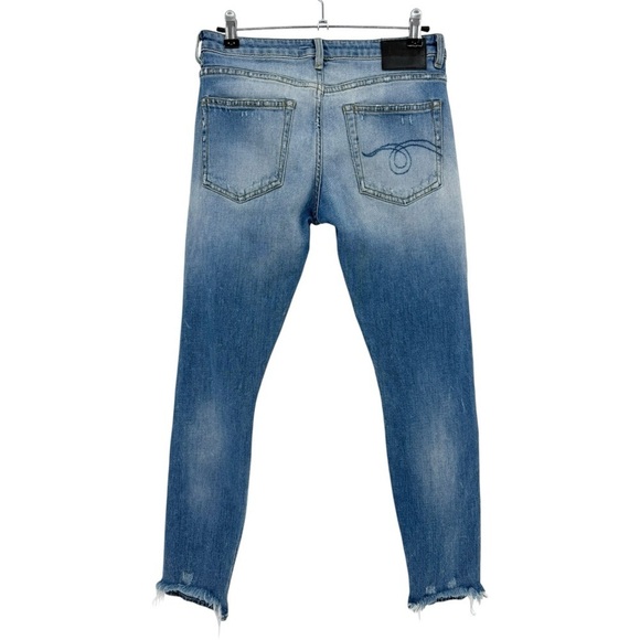 R13 Blue Shredded Boy Skinny Jeans in Shiloh Shredded Wash Size 26 - Picture 3 of 16